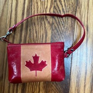 Leather Canadian Flag Wristlet